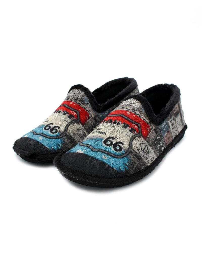 Zapatillas de casa MURO Ruta 66 6634 Negro Hombre.