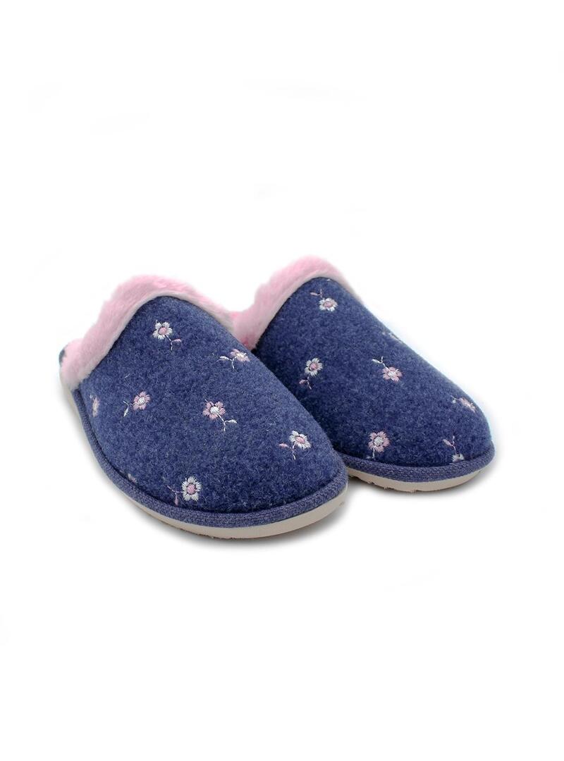 Zapatillas de casa BE.GOMUS Picos Flores 6901 Marino Mujer.