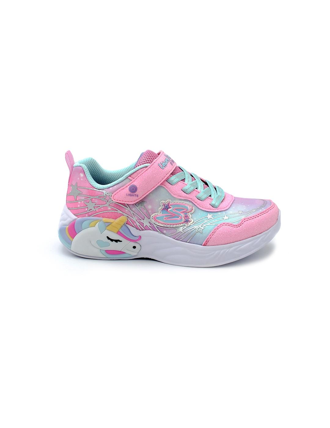 Deportivas SKECHERS 302299L Rosa/Turquesa/Luces Niña.