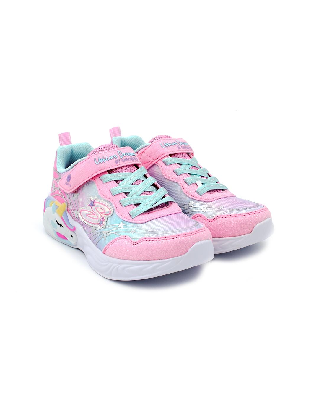Deportivas SKECHERS 302299L Rosa/Turquesa/Luces Niña.