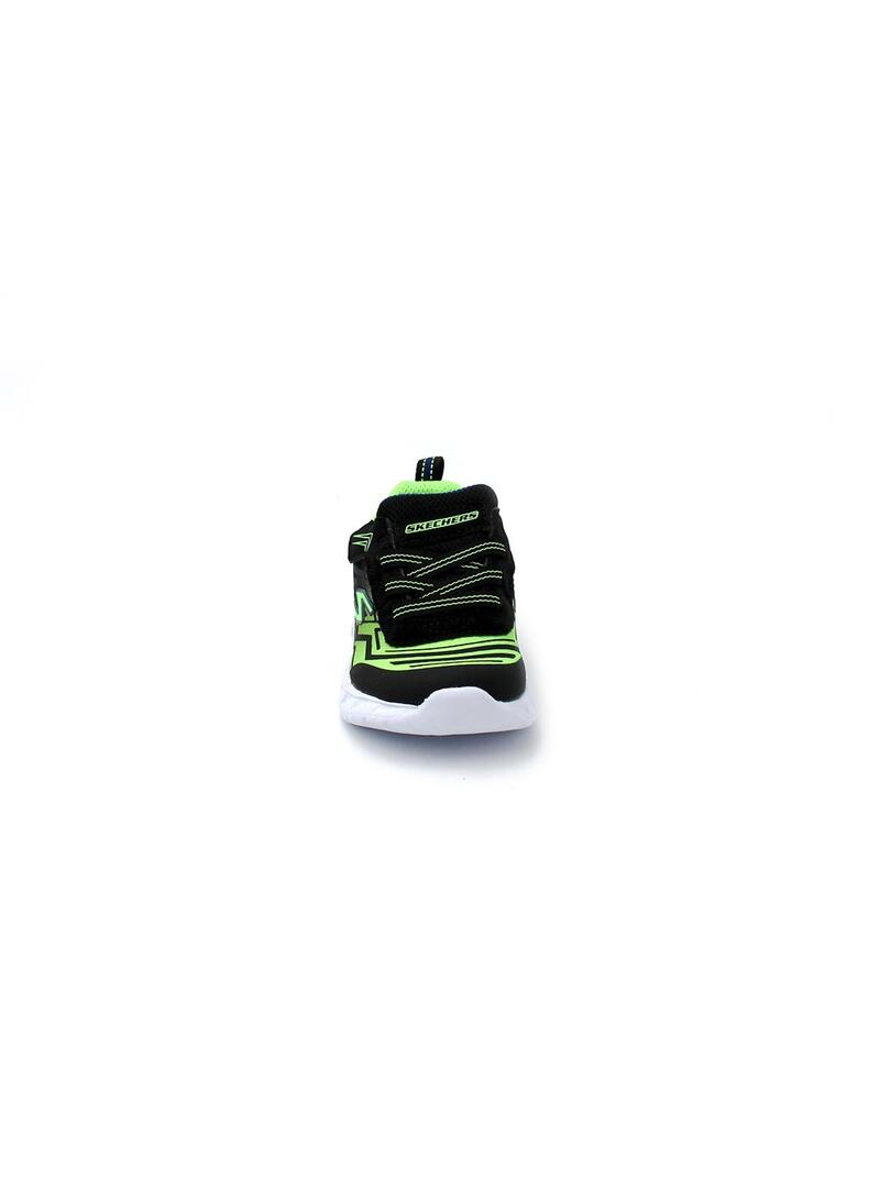 Deportivas SKECHERS 401503N Negro/Verde/Luces Niño.