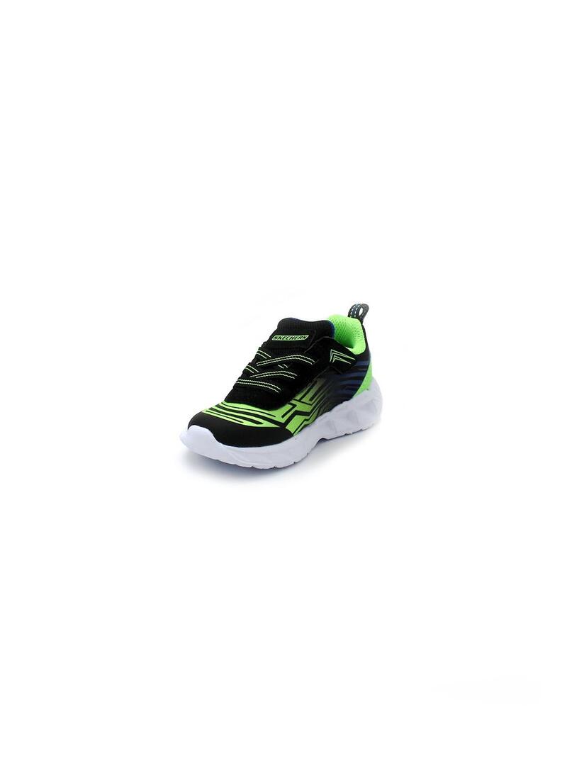 Deportivas SKECHERS 401503N Negro/Verde/Luces Niño.