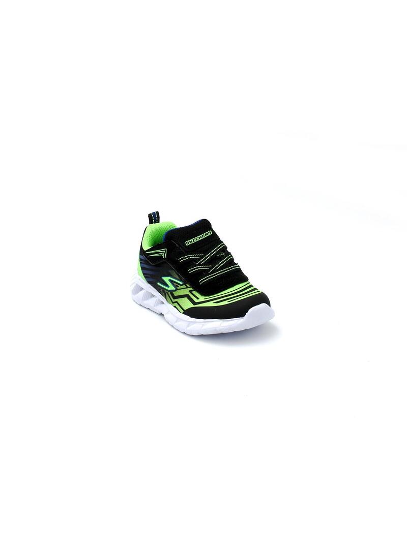 Deportivas SKECHERS 401503N Negro/Verde/Luces Niño.