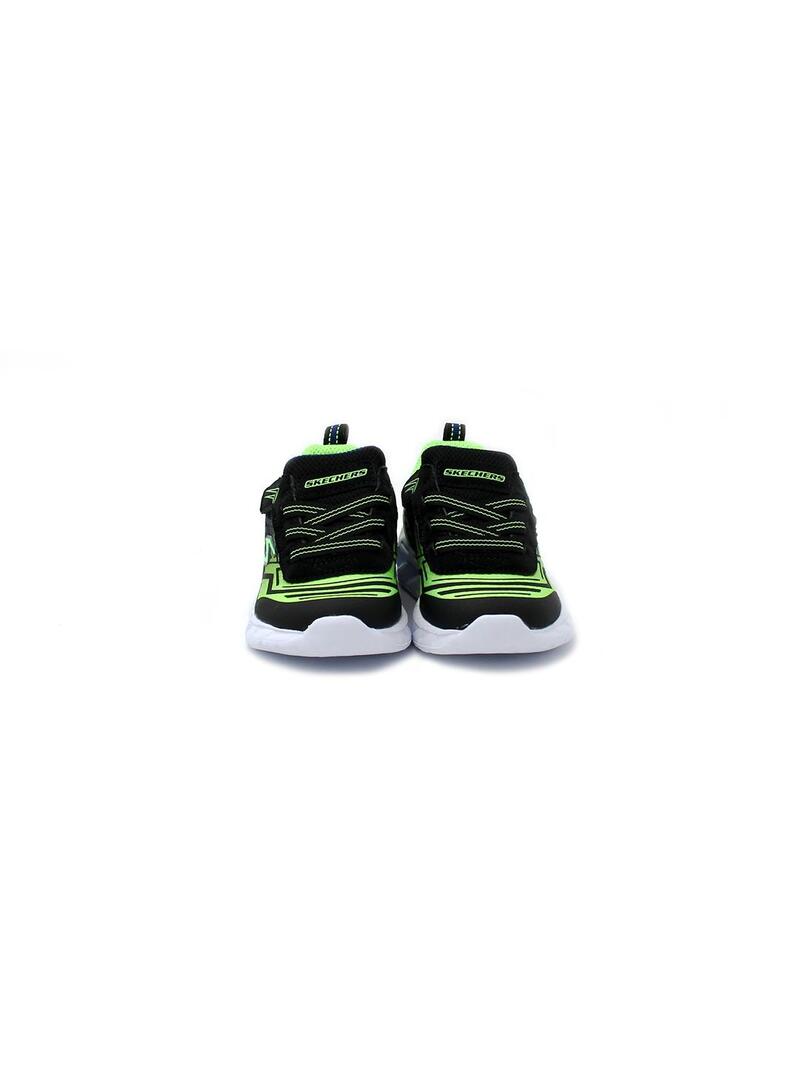 Deportivas SKECHERS 401503N Negro/Verde/Luces Niño.
