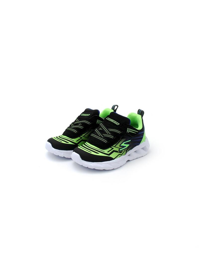 Deportivas SKECHERS 401503N Negro/Verde/Luces Niño.