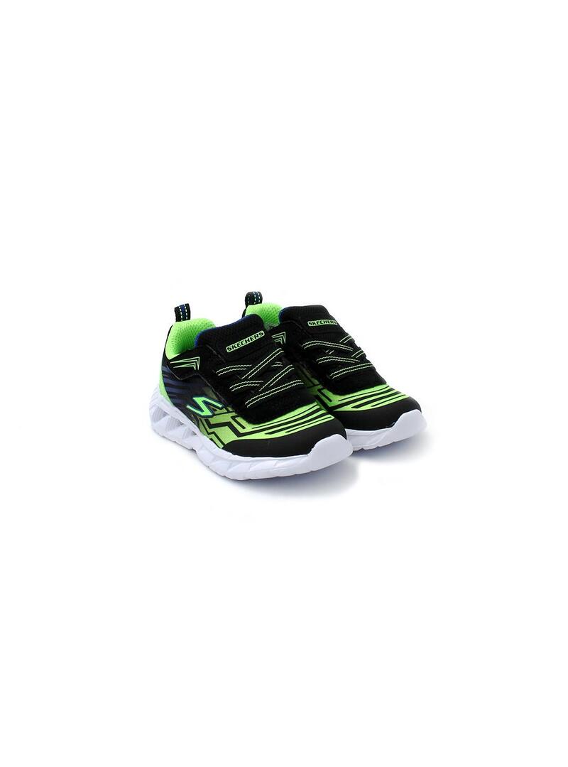 Deportivas SKECHERS 401503N Negro/Verde/Luces Niño.