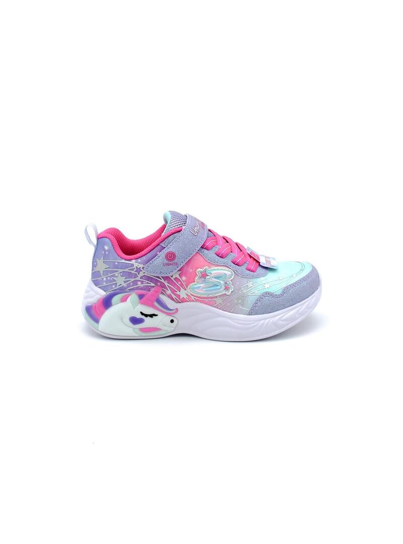 Deportivas SKECHERS 302299L Rosa/Turquesa/Luces Niña.