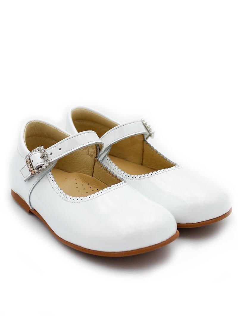 Zapatos Mercedita YOWAS 31032 Blanco Niña.