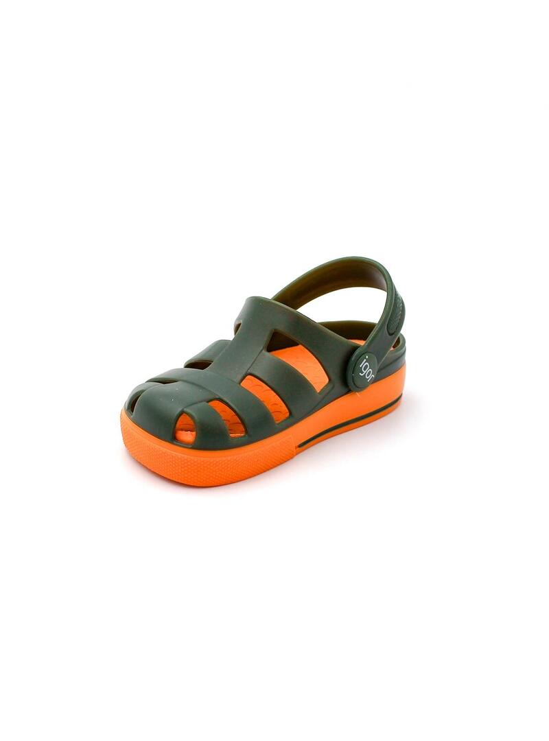 Chanclas IGOR S10284-042  Kaki/Naranja Niño.