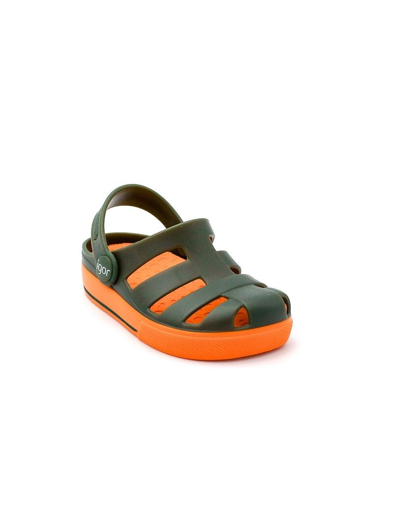 Chanclas IGOR S10284-042  Kaki/Naranja Niño.