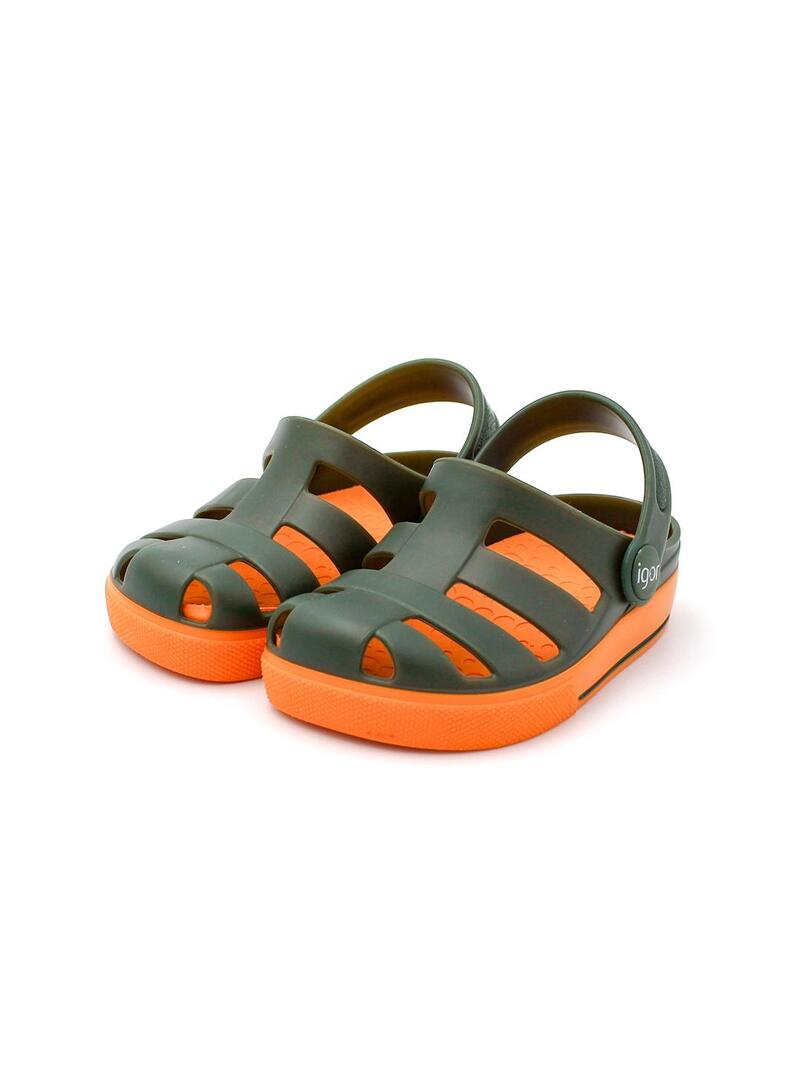 Chanclas IGOR S10284-042  Kaki/Naranja Niño.