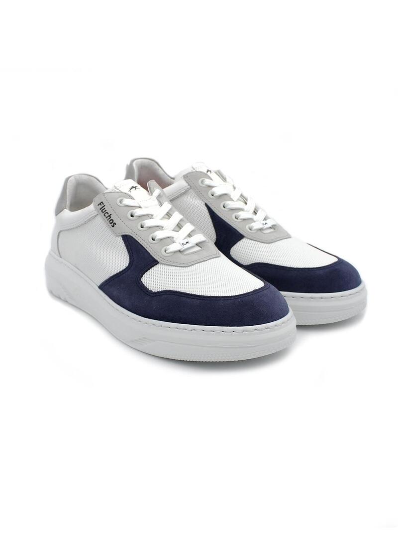 Bamba FLUCHOS BOSTON1970 Blanco/Azul Hombre.