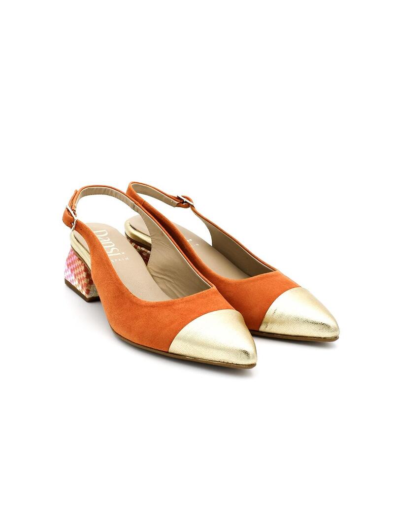 Zapatoa DANSI 6580 Platino/Naranja Mujer.