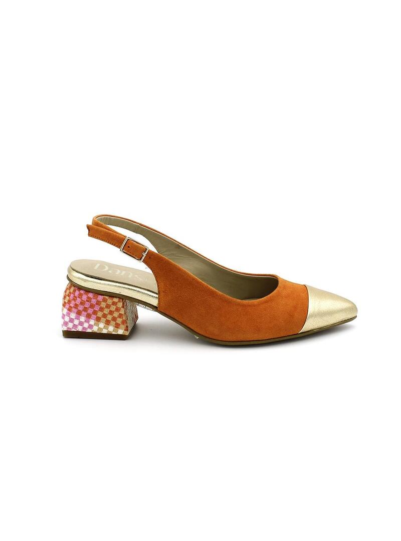 Zapatoa DANSI 6580 Platino/Naranja Mujer.