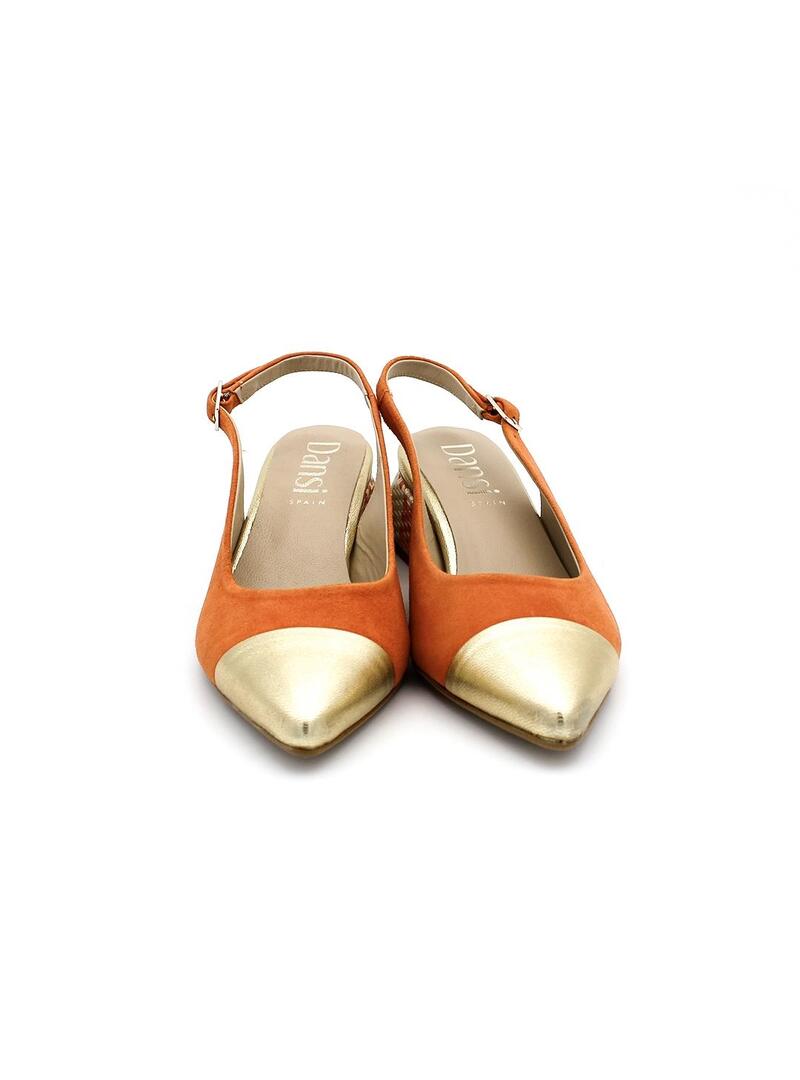 Zapatoa DANSI 6580 Platino/Naranja Mujer.