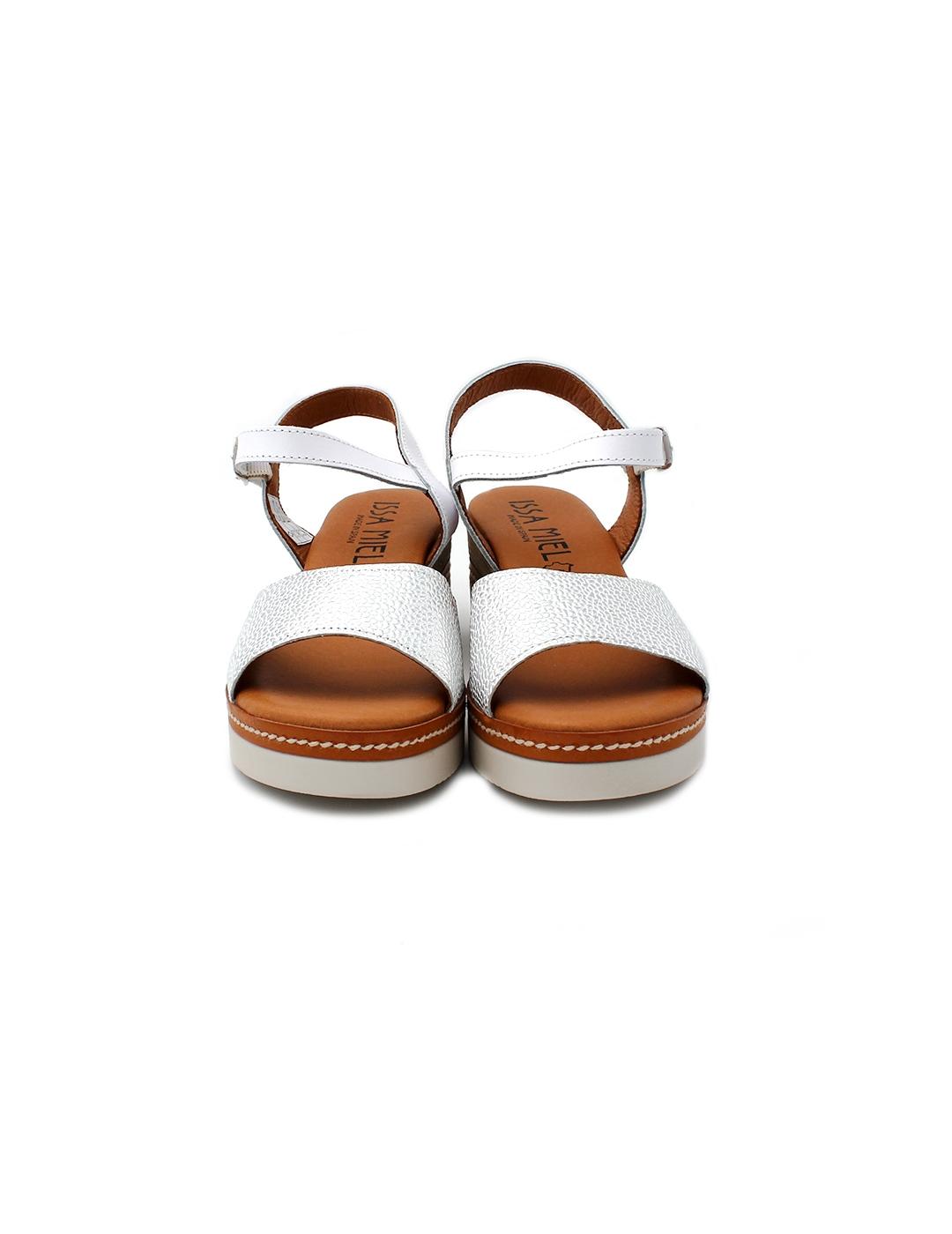 Sandalia Cuña ISSA MIEL 569 Blanco Mujer.