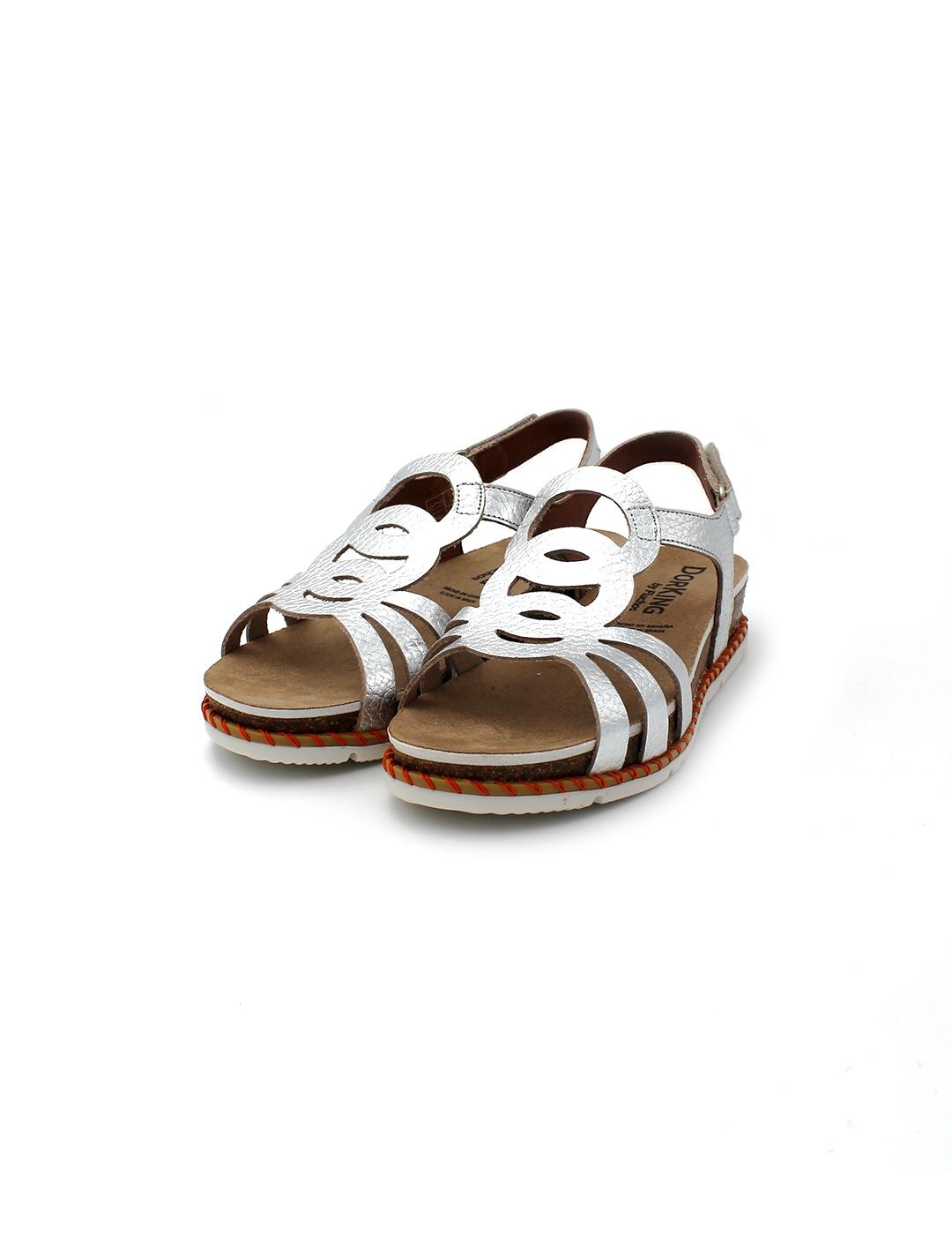 Sandalia DORKING D9322-VE Plata Mujer.