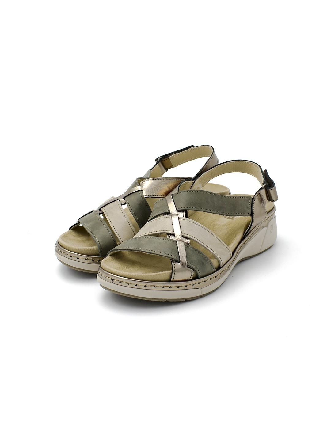 Sandalias SUAVE 3316 Platino/Hunter Mujer.