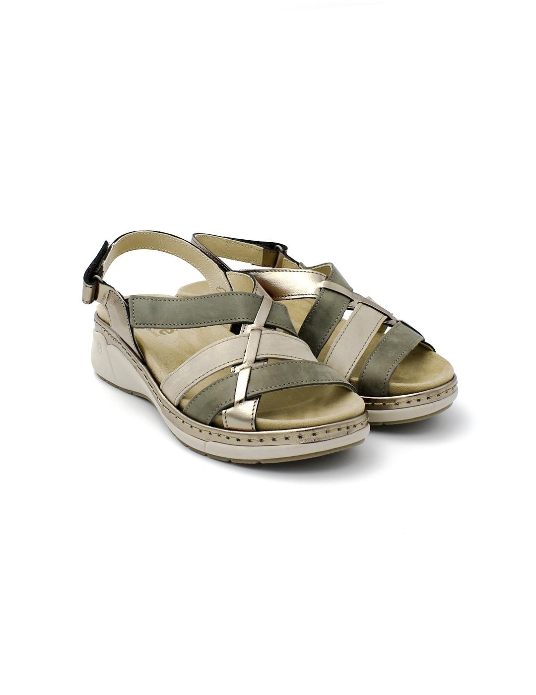 Sandalias SUAVE 3316 Platino/Hunter Mujer.