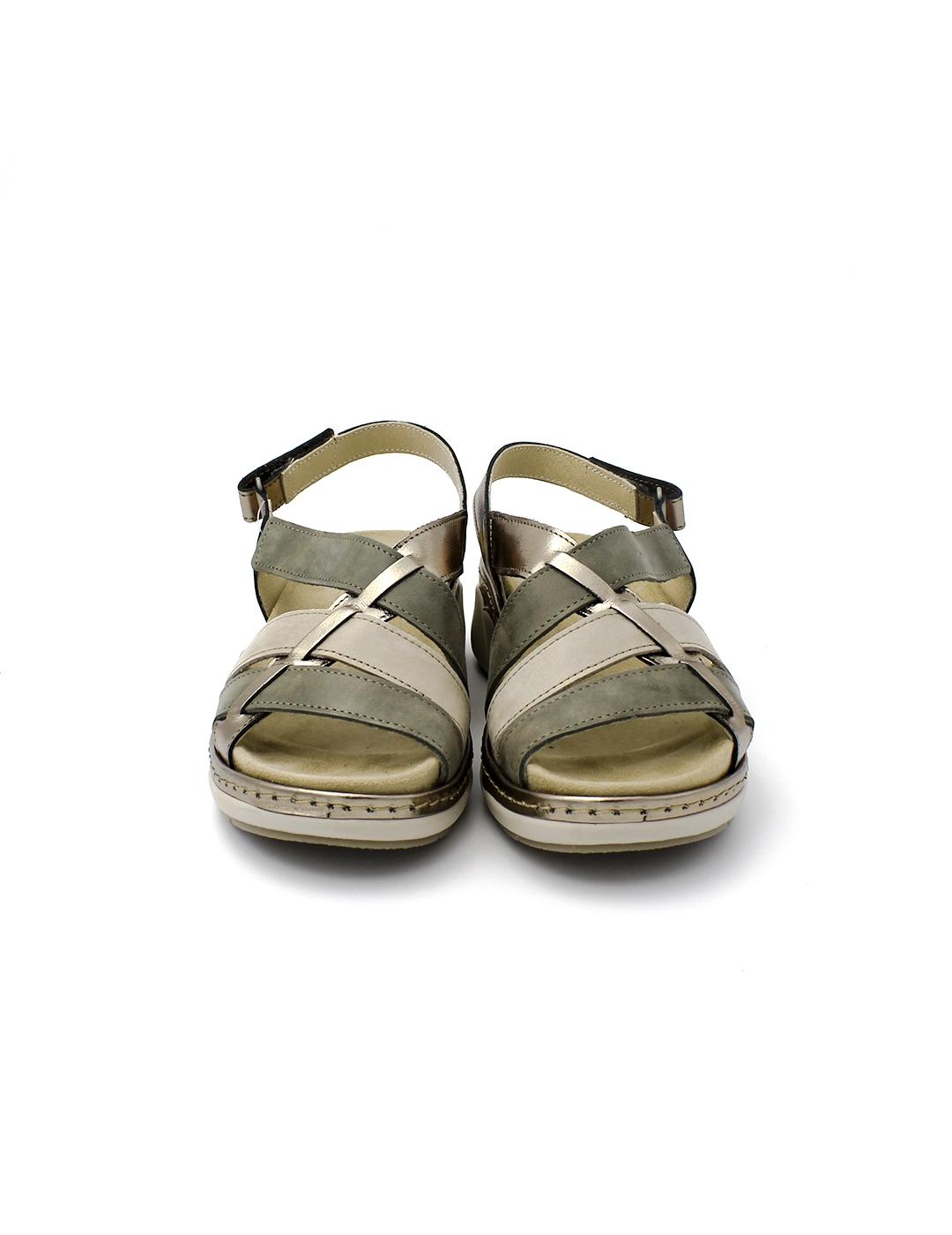 Sandalias SUAVE 3316 Platino/Hunter Mujer.