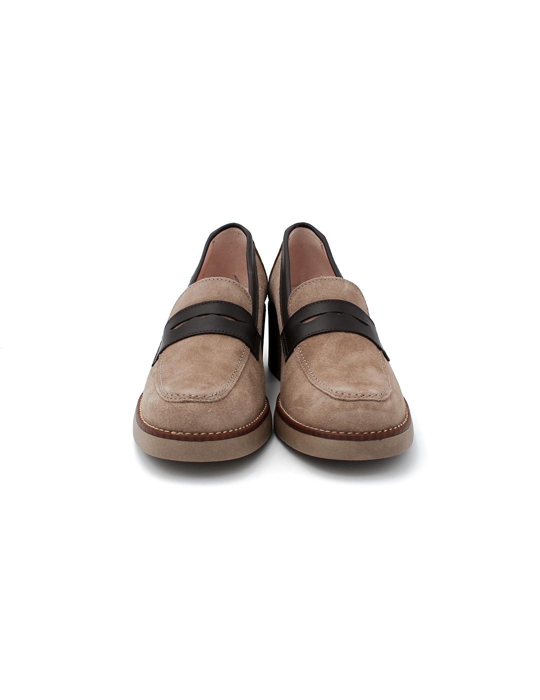 Mocasín de tacón PARYMEDIO 1850 Marrón Mujer.