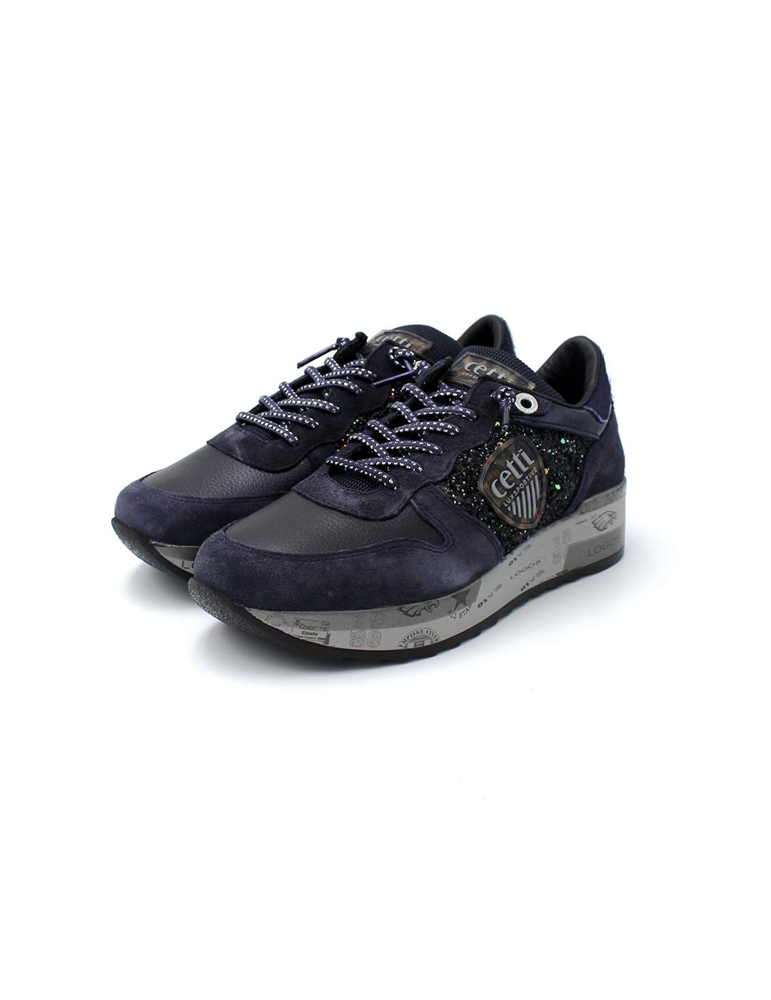 Deportivas  CETTI C- 1368 Ante Glitter Navy Mujer.