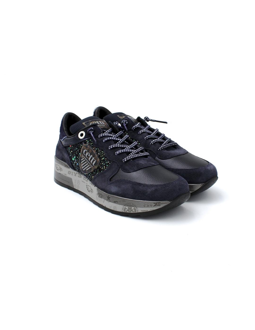 Deportivas  CETTI C- 1368 Ante Glitter Navy Mujer.
