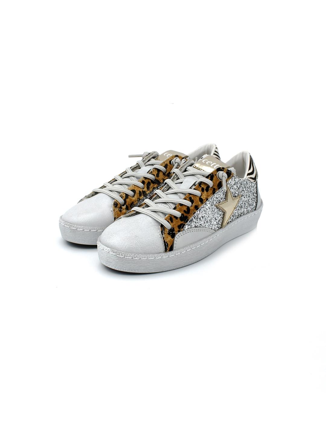 Bamba CETTI CL- 1342 Glitter Blanco Mujer.