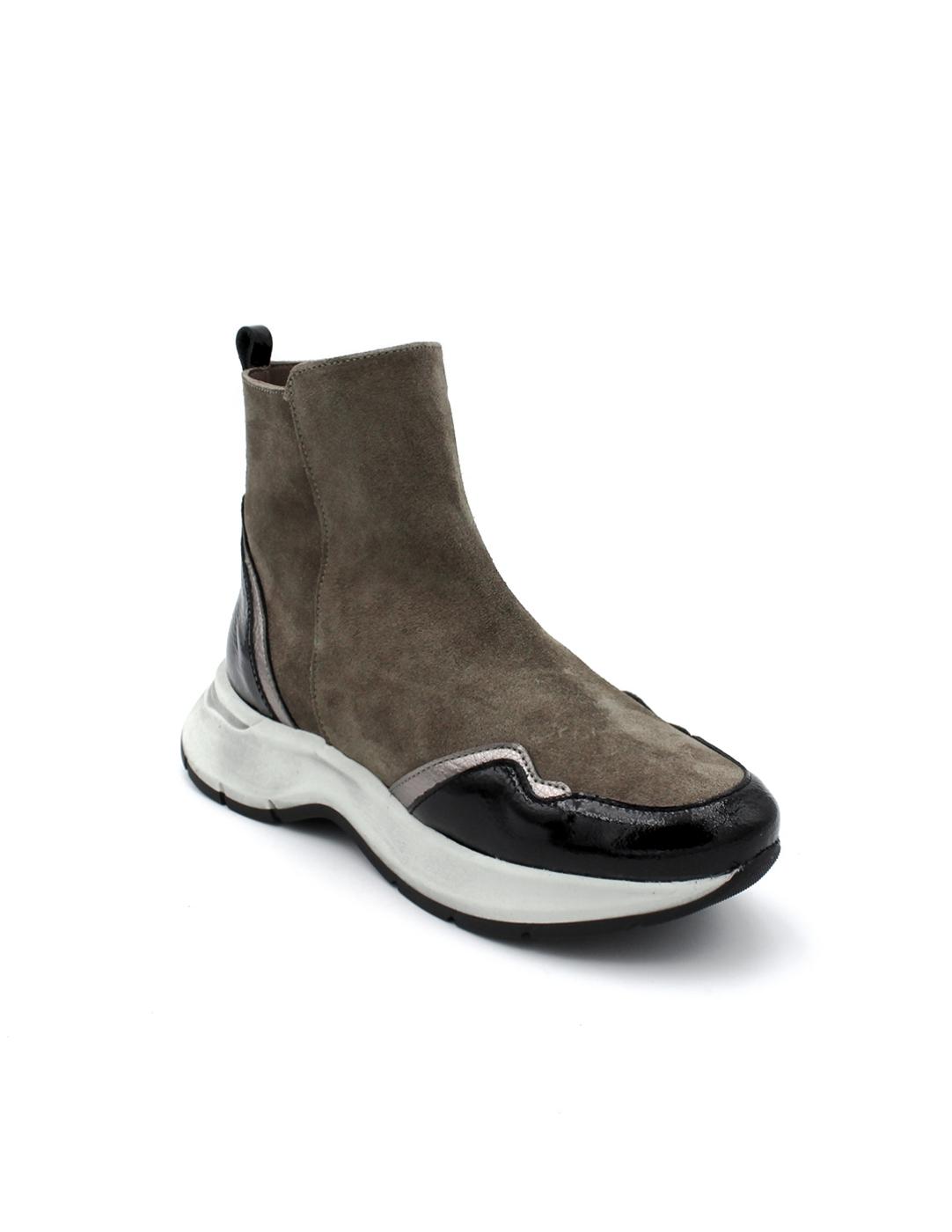 Botín Ante/ Charol PATRICIA MILLER 6446N Charon Negro Mujer.