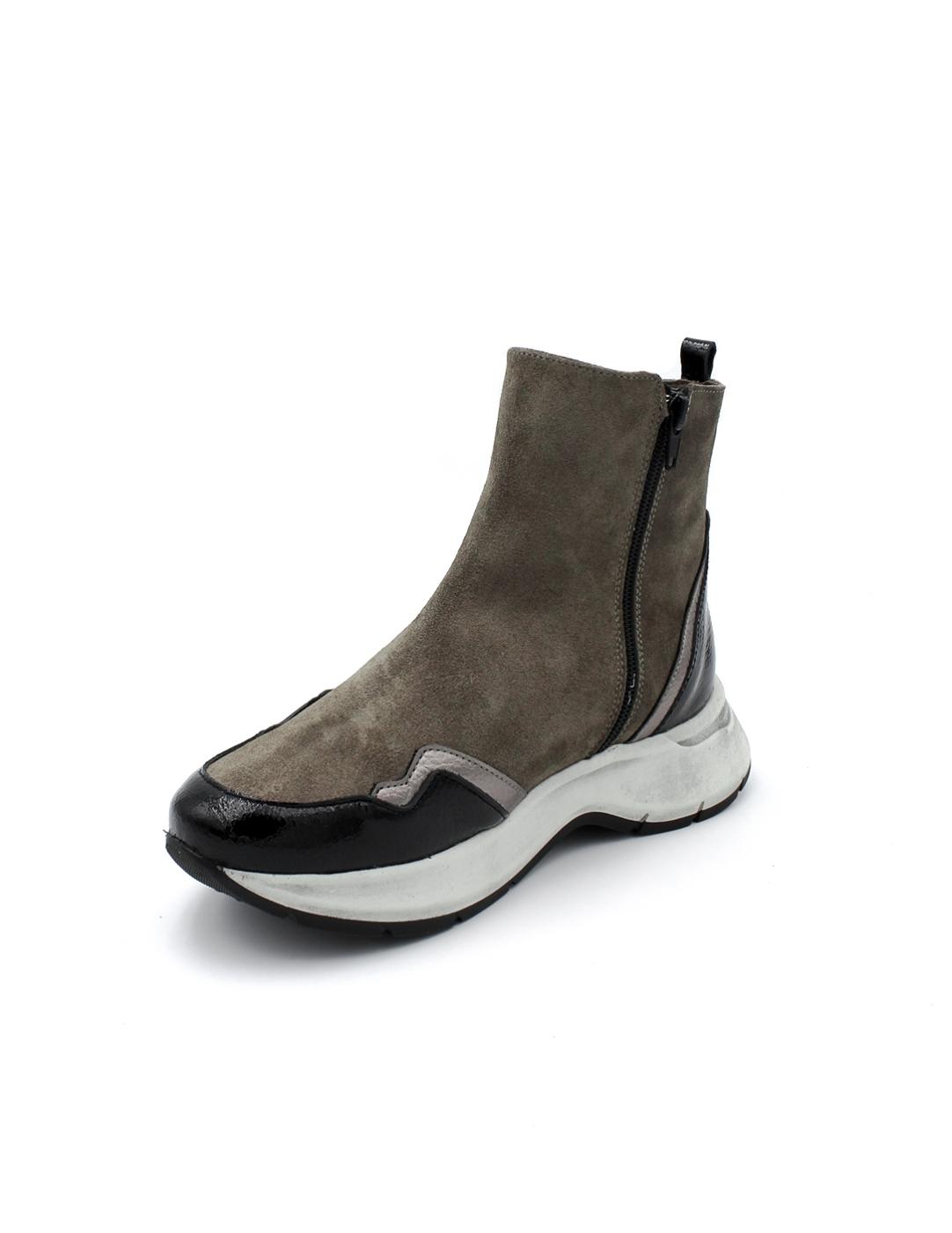 Botín Ante/ Charol PATRICIA MILLER 6446N Charon Negro Mujer.