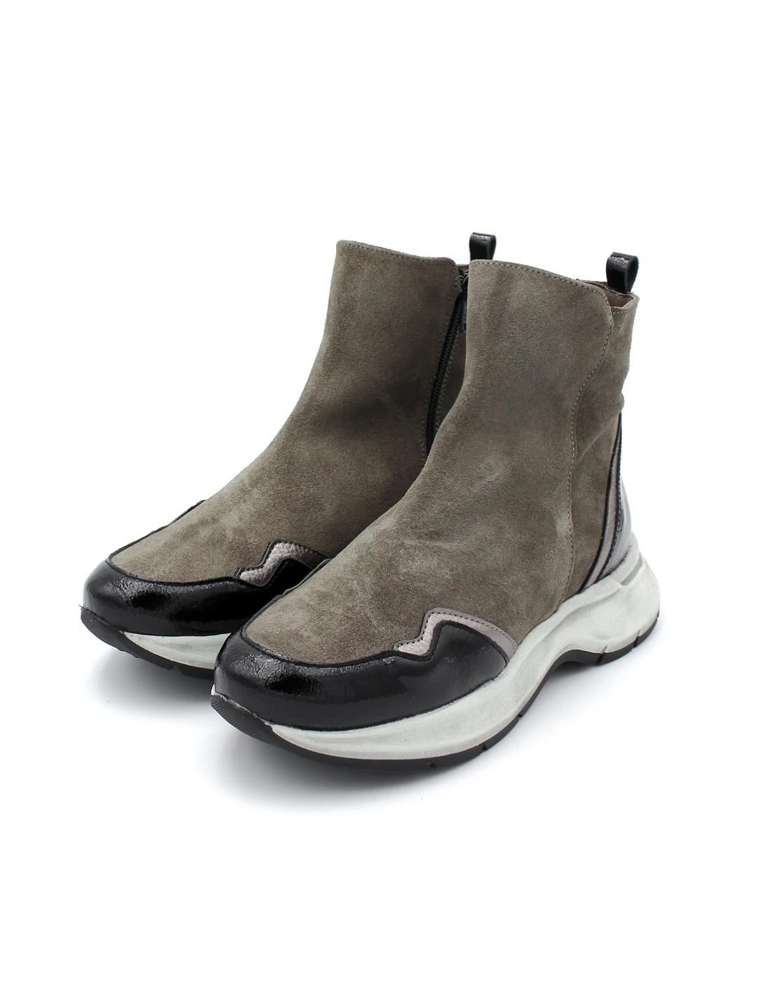 Botín Ante/ Charol PATRICIA MILLER 6446N Charon Negro Mujer.