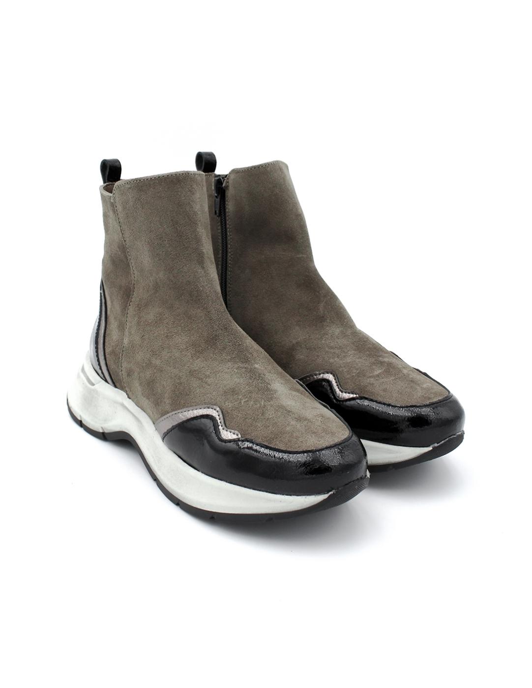 Botín Ante/ Charol PATRICIA MILLER 6446N Charon Negro Mujer.