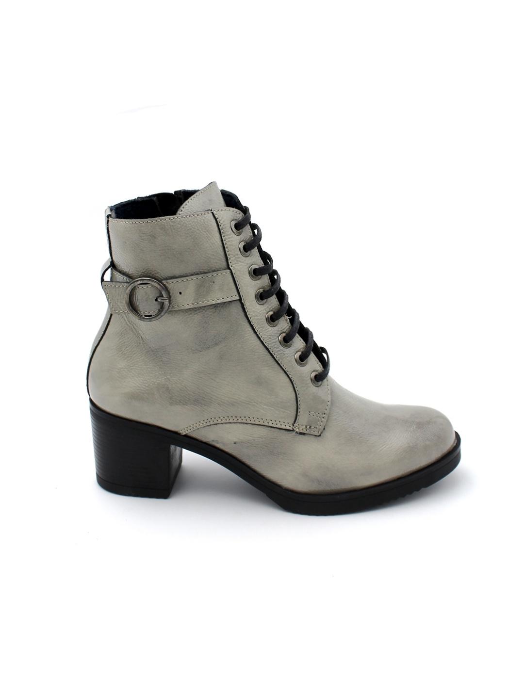 Botín Charol Tacón Hebilla Baerchi 40166 Gris Mujer