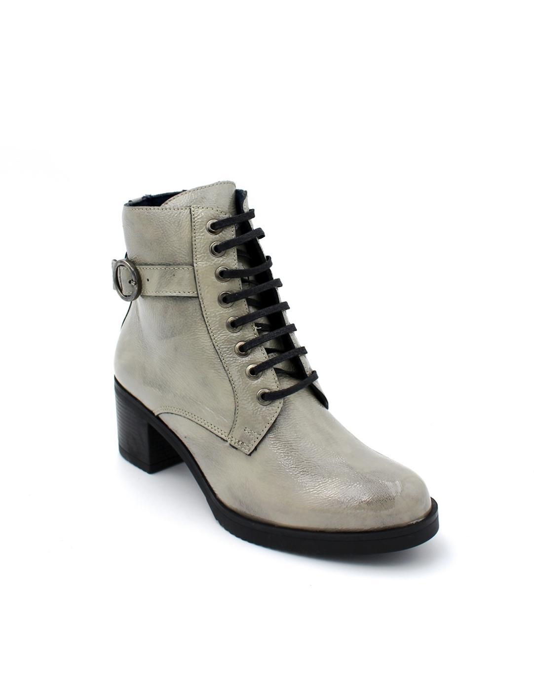 Botín Charol Tacón Hebilla Baerchi 40166 Gris Mujer