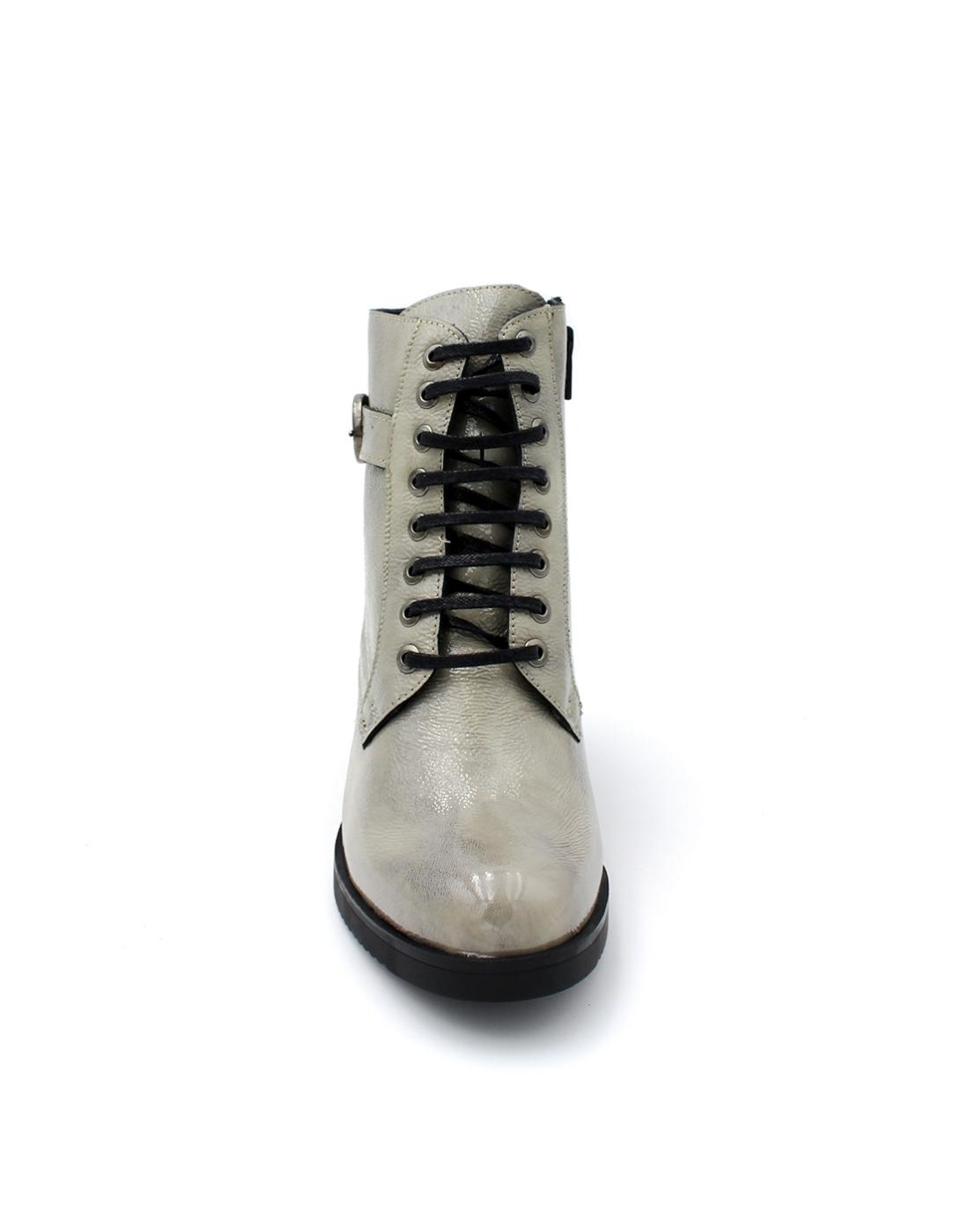 Botín Charol Tacón Hebilla Baerchi 40166 Gris Mujer