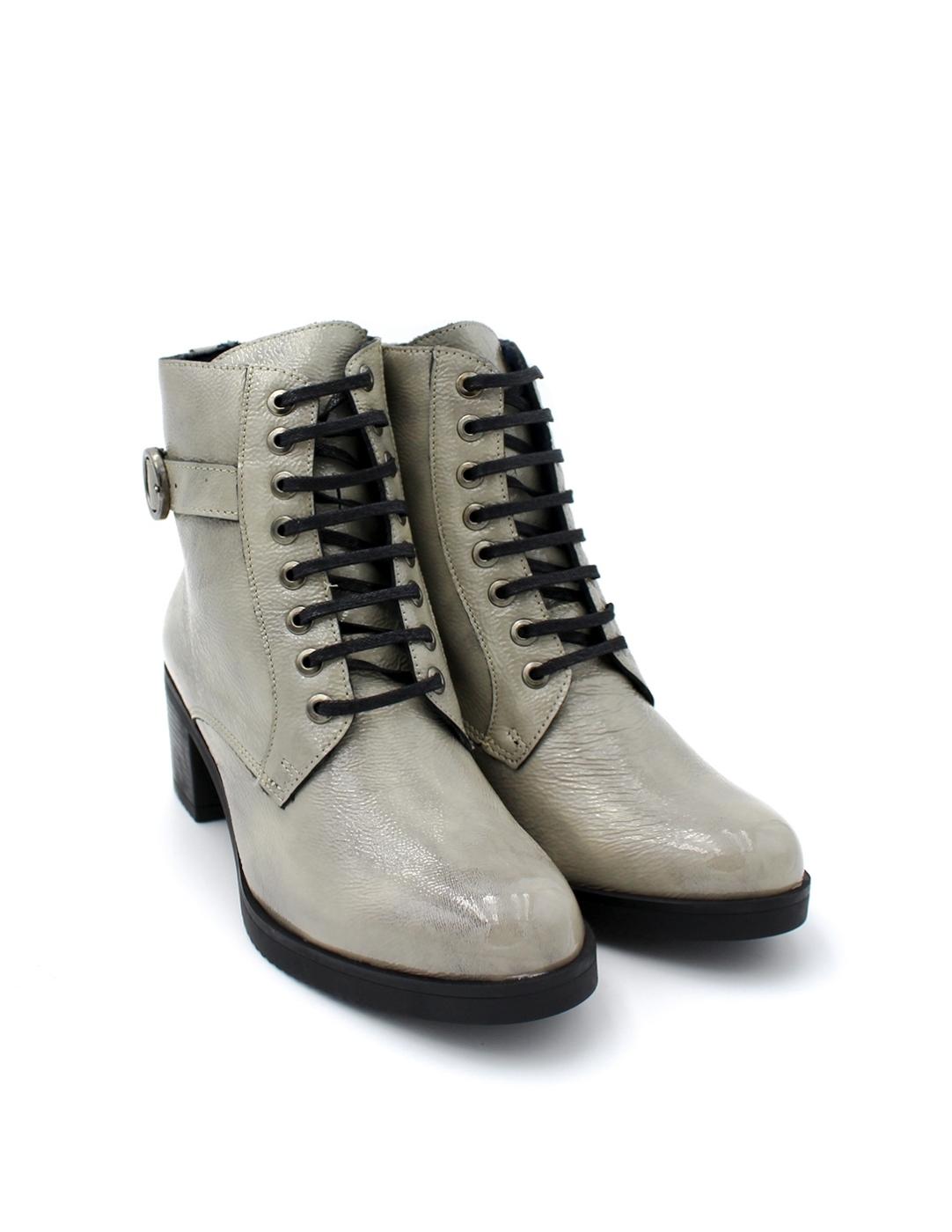 Botín Charol Tacón Hebilla Baerchi 40166 Gris Mujer