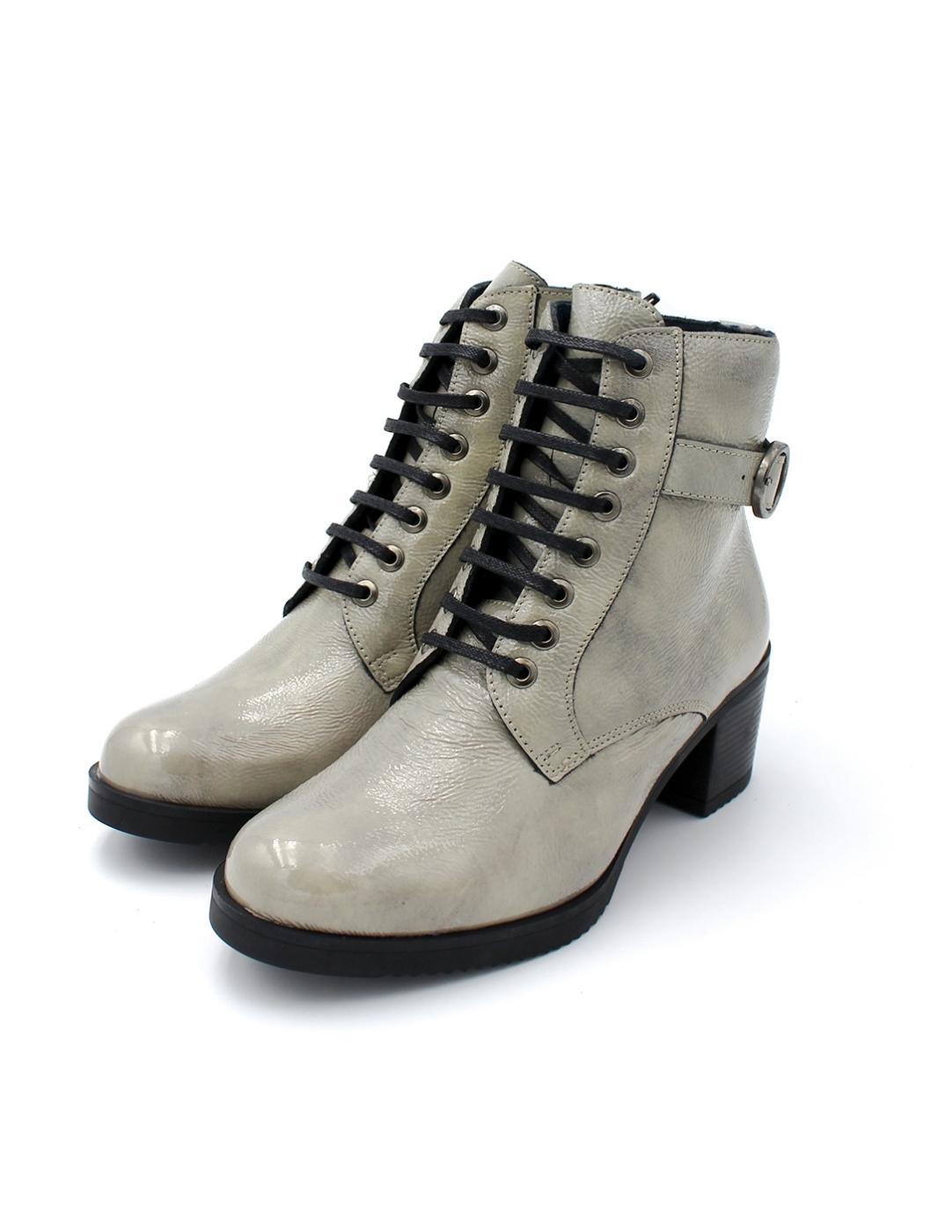 Botín Charol Tacón Hebilla Baerchi 40166 Gris Mujer