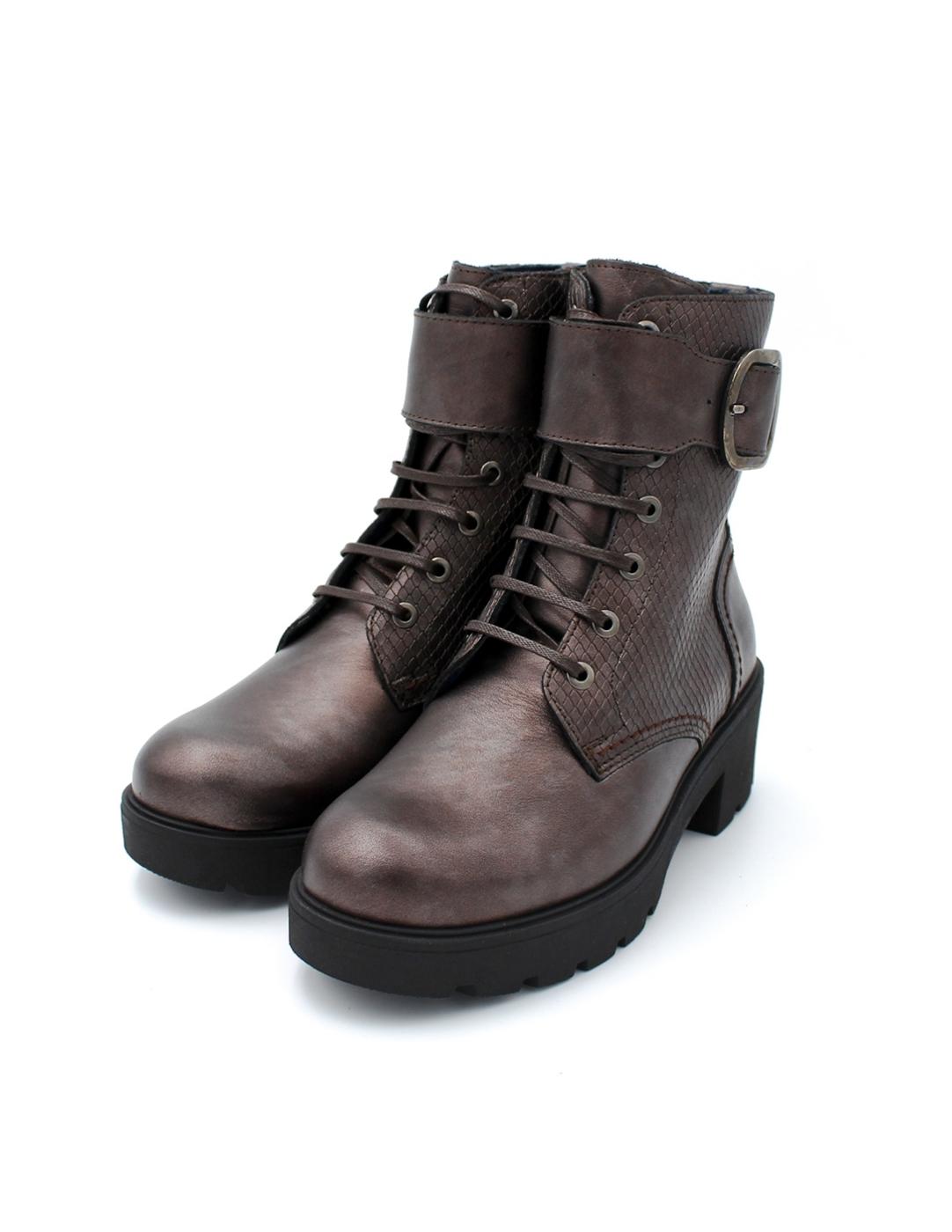 Botín Militar Metalizado Baerchi 40503 Marrón Mujer