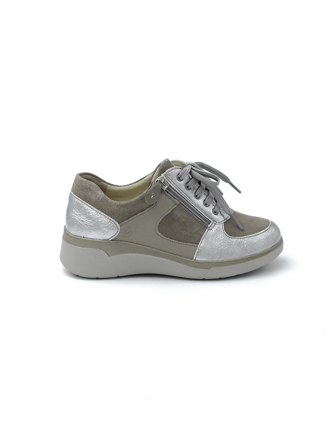 Zapato Metalizado SUAVE 3582 Plata/Taupe Mujer.