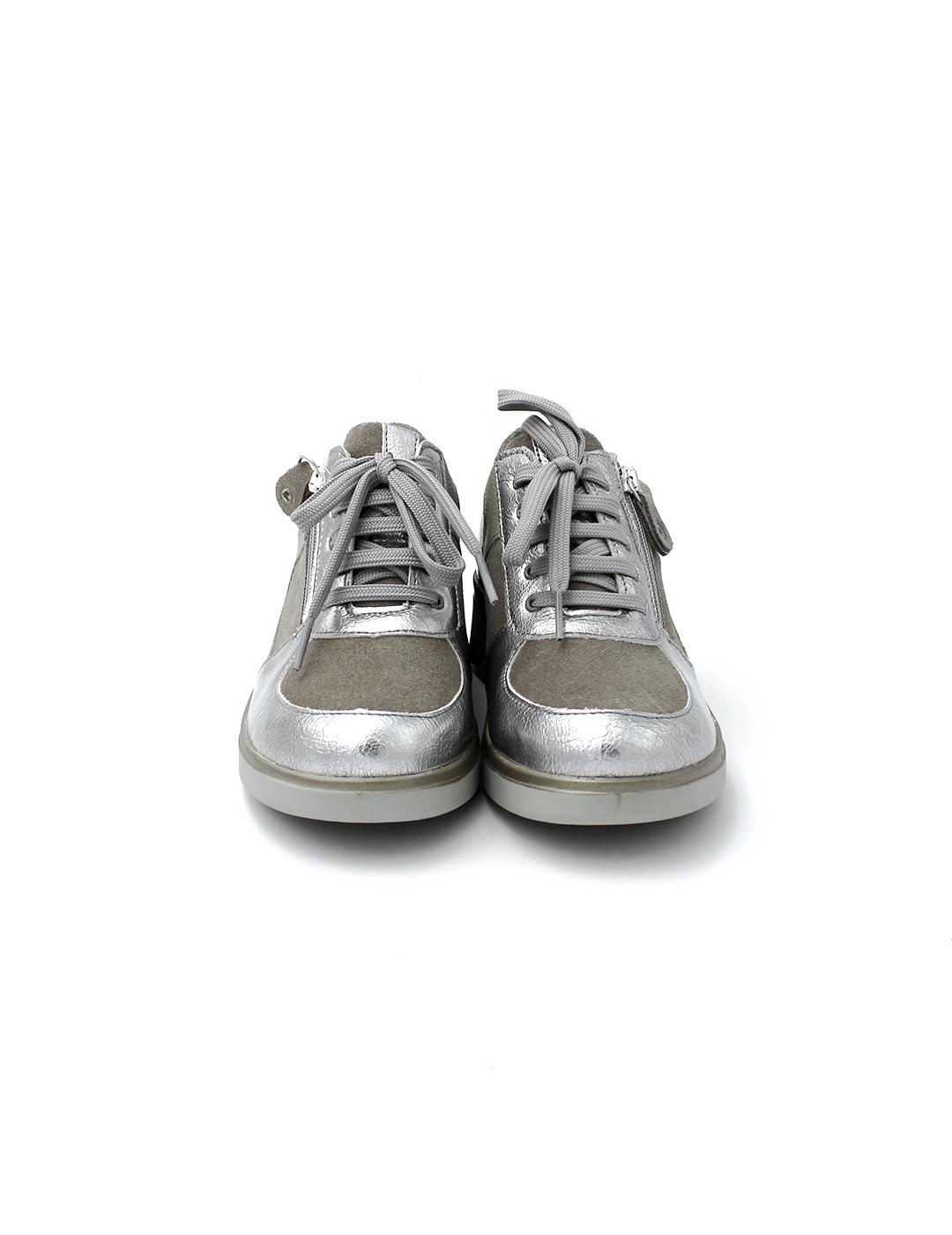 Zapato Metalizado SUAVE 3582 Plata/Taupe Mujer.