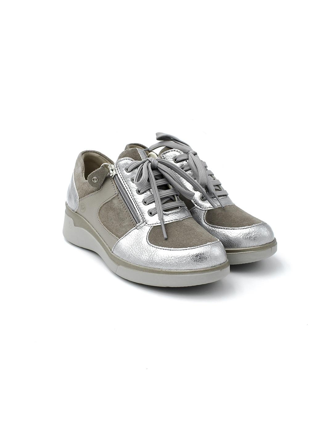 Zapato Metalizado SUAVE 3582 Plata/Taupe Mujer.