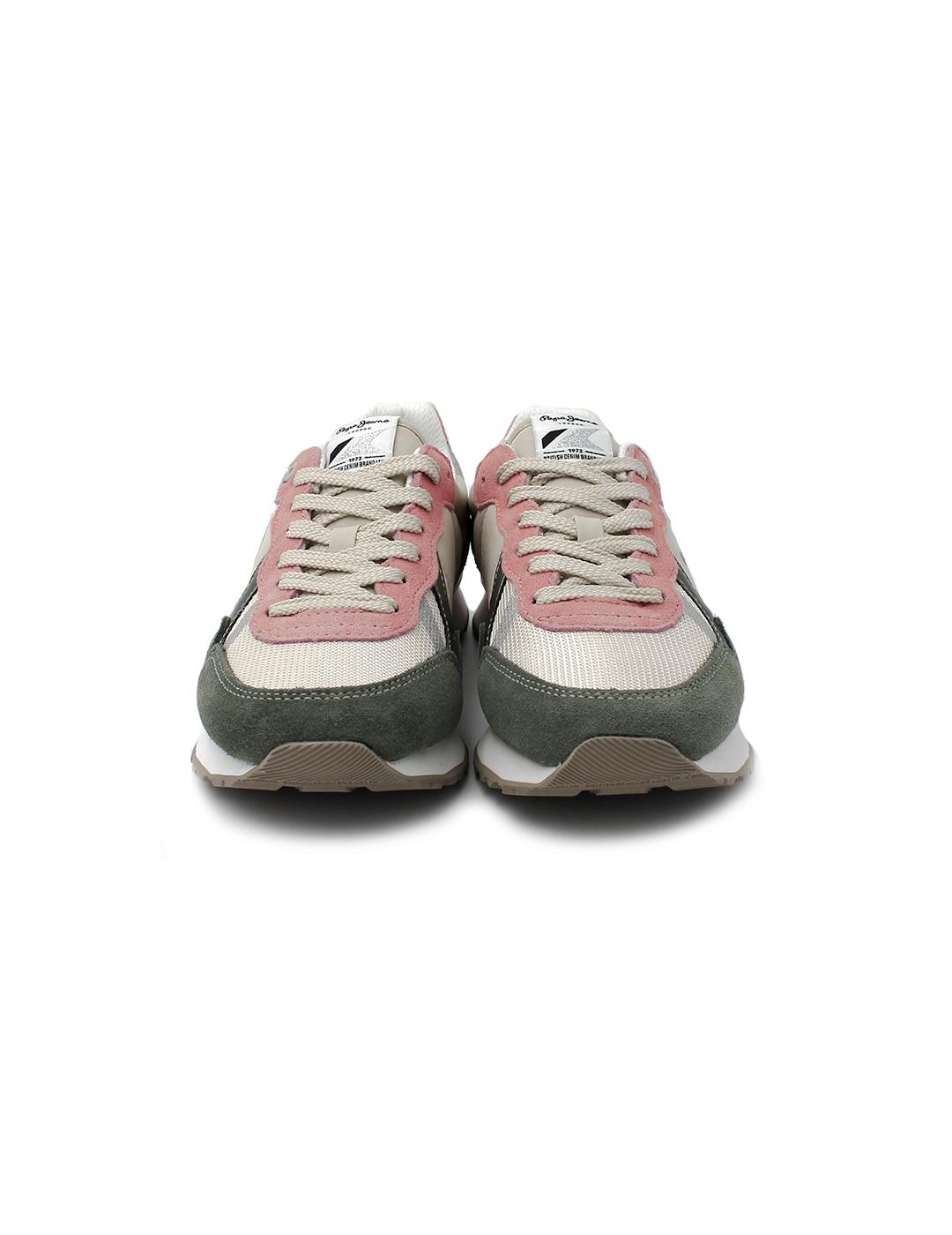Deportivas Pepe Jeans Retro PLA40019 674 Verde/Rosa Mujer