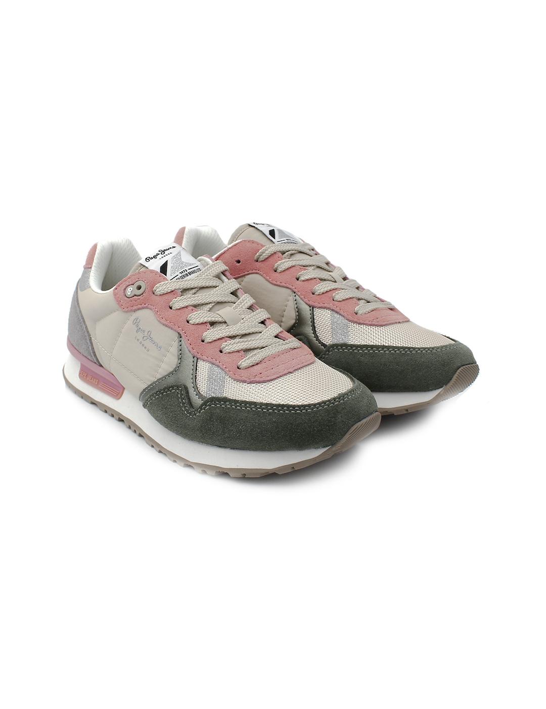 Deportivas Pepe Jeans Retro PLA40019 674 Verde/Rosa Mujer