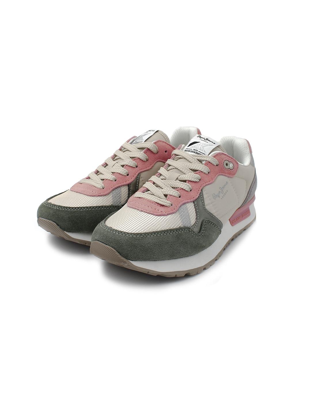 Deportivas Pepe Jeans Retro PLA40019 674 Verde/Rosa Mujer
