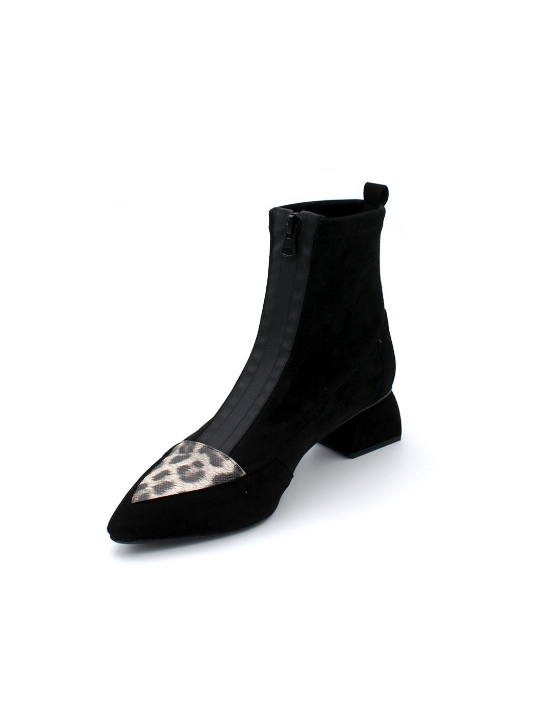 Botín Ante Damaris Dansi 6981 Negro/Leopardo Mujer