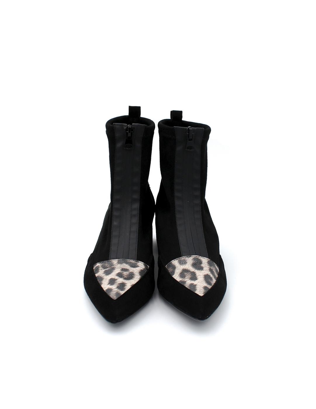 Botín Ante Damaris Dansi 6981 Negro/Leopardo Mujer