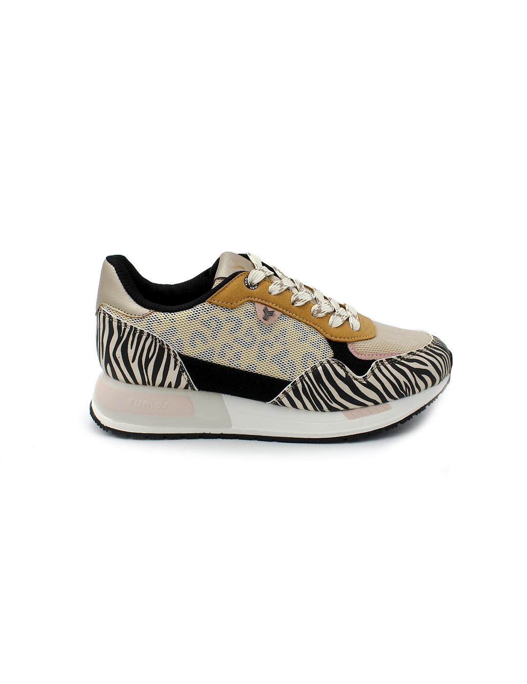 Deportiva Bonnie Yumas 53323 Animal print/Beige Mujer