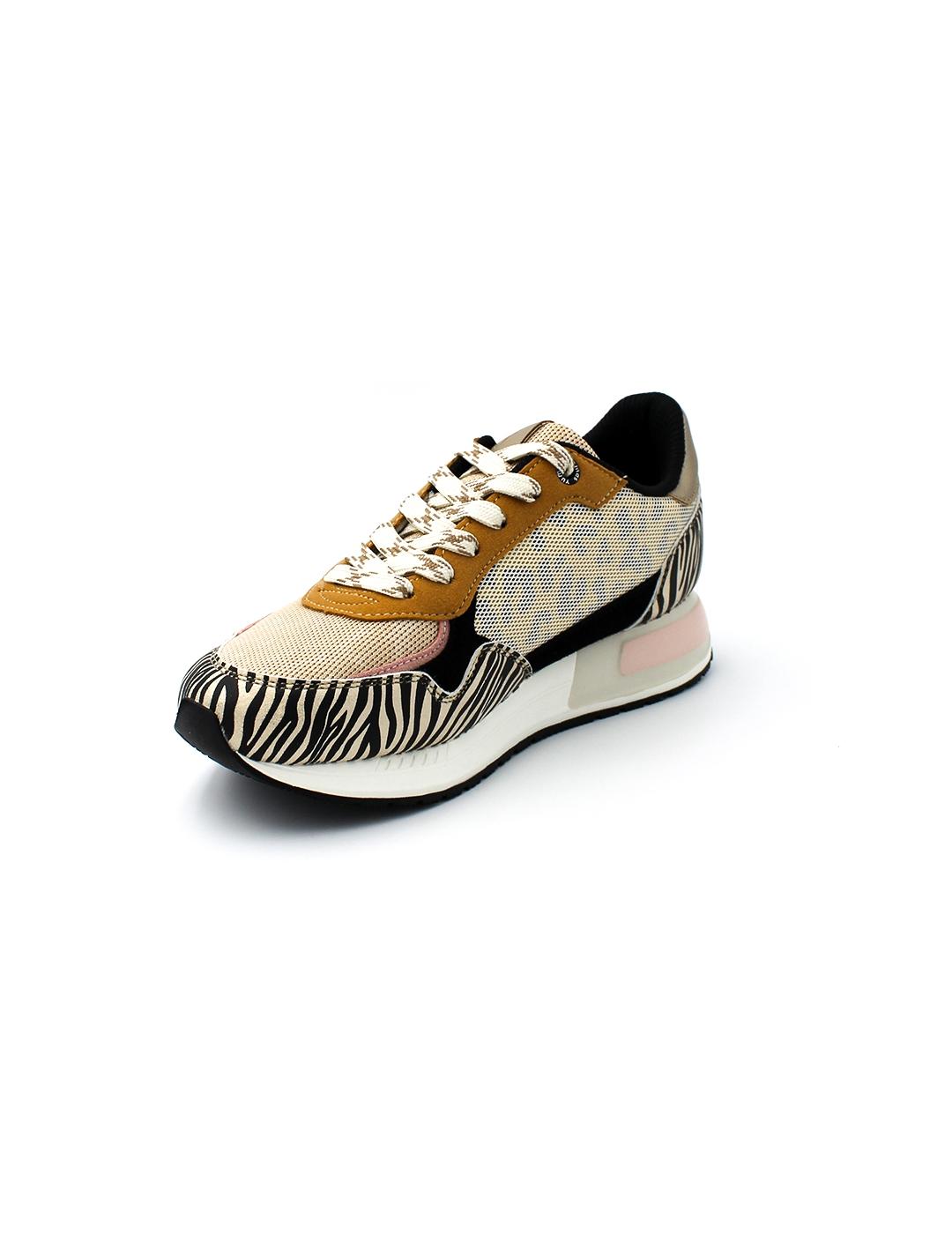 Deportiva Bonnie Yumas 53323 Animal print/Beige Mujer