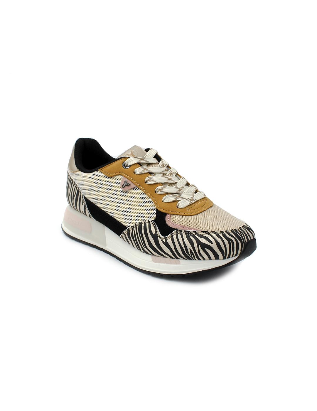 Deportiva Bonnie Yumas 53323 Animal print/Beige Mujer