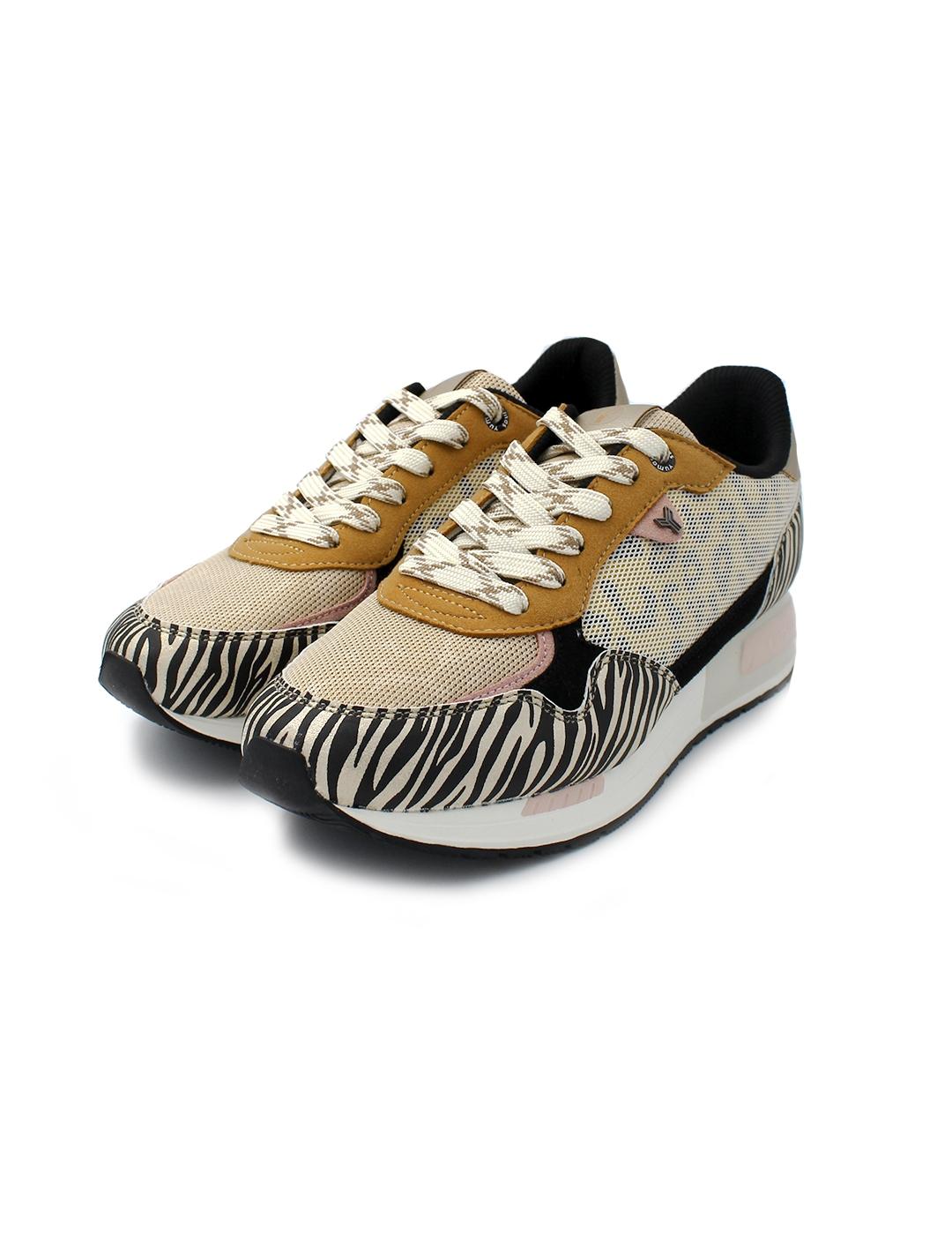 Deportiva Bonnie Yumas 53323 Animal print/Beige Mujer